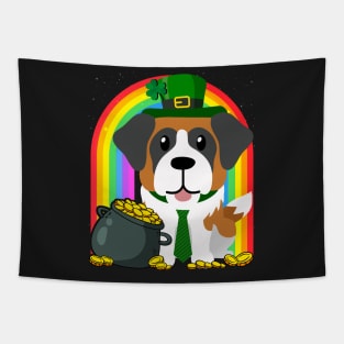 Saint Pierre Rainbow Irish Clover St Patrick Day Dog Gift design Tapestry