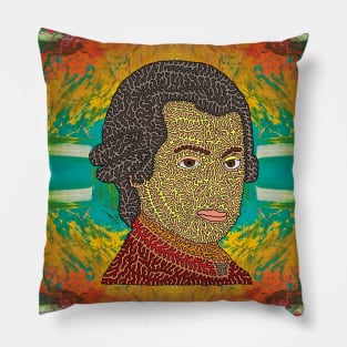 Mozart Portrait with Abstract Background Pillow