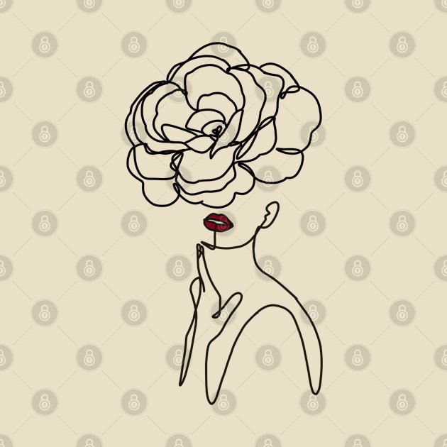 Rose woman floral design minimalist line art by SwasRasaily