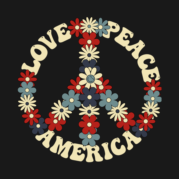 Peace Sign Love Peace America 70s Hippie Patriotic by gogo-jr