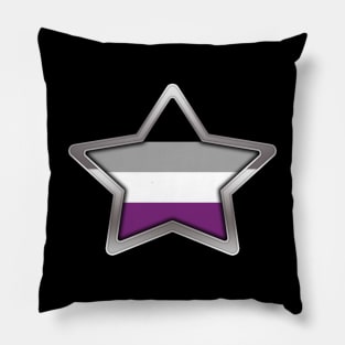 Large Asexual Pride Flag Colored Star with Chrome Frame Pillow