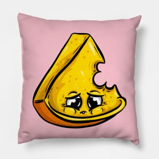 The Half Eaten Sad Cheese Cartoon Pillow
