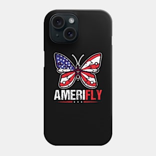 American Butterfly 4th Of July Women Amerifly USA Flag Phone Case