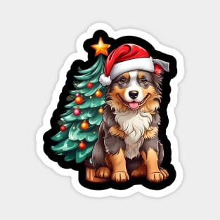 Christmas Australian Shepherd dog Santa Hat Xmas Family Sweater Magnet