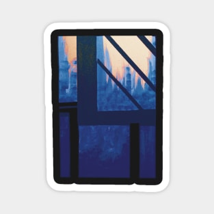 Blue Cityscape early evening Magnet