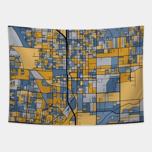 San Bernardino Map Pattern in Blue & Gold Tapestry