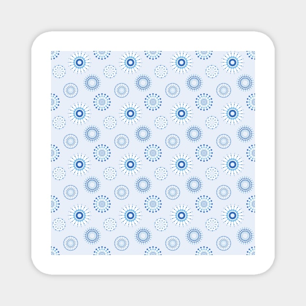 repeating abstract pattern of dotted circles in delicate blue Magnet by Artpassion