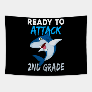 Shark Ready To Attack 2nd Grade Boys Back To School Kids Gift Tapestry