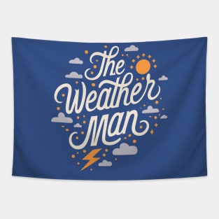 The Weather Man Cursive Sun Clouds And Lightning Design Tapestry