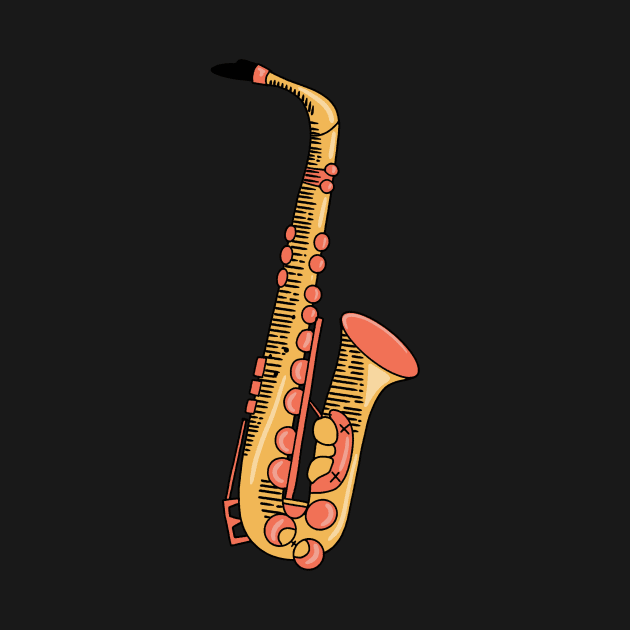 Saxophone Hand Drawn Line Art Musical Instrument by ksrogersdesigns