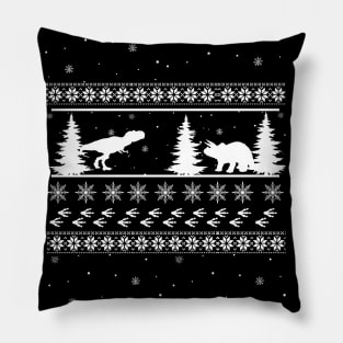 Winter Christmas Pattern With Dinosaurs Pillow