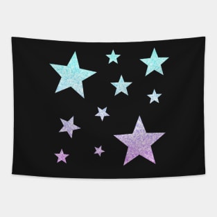 Light Blue Purple Ombre Faux Glitter Stars Tapestry