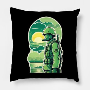 Soldiers Facing the Setting Sun Pillow