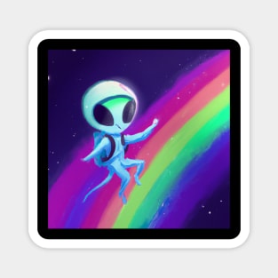 Rainbow Space Alien Magnet