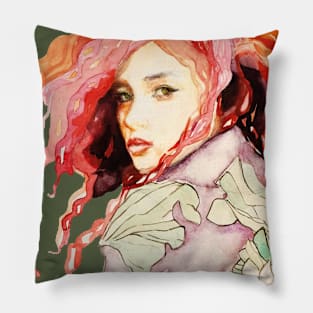 Red Hair Art Nouveau Portrait Pillow