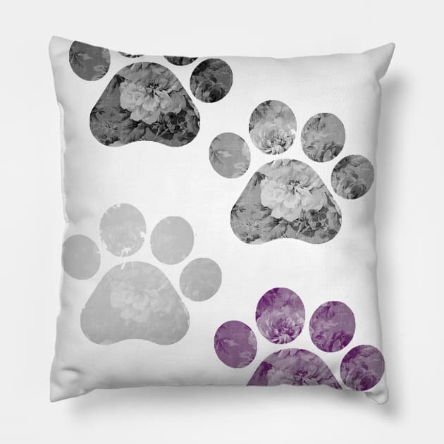 Subtle Floral Paw Print flag Pillow by Gedwolcraeft