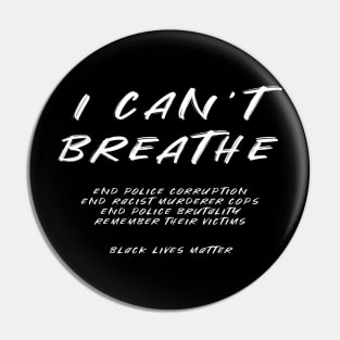 I Can't Breathe Black Lives Matter Pin