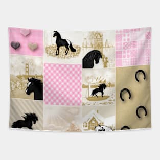 Horse Lovers Patchwork Pattern Tapestry