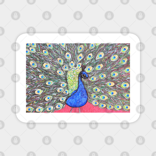 Peacock Acrylic Painting Peacock Magnet Teepublic