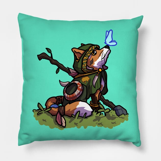 A druid fox chilling in the nature Pillow by ggrassi