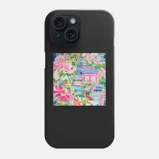 Grandmillennial style chinoiserie garden Phone Case