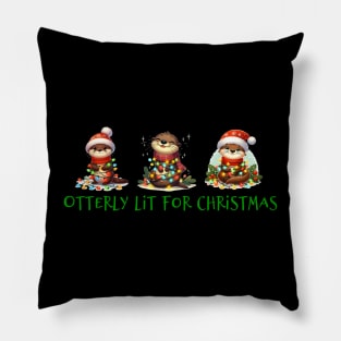 Otterly Lit for Christmas Pillow