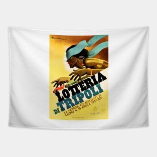 LOTTERIA DI TRIPOLI 1936 Retro Italy Lottery Gambling Sports Promotional Art Tapestry