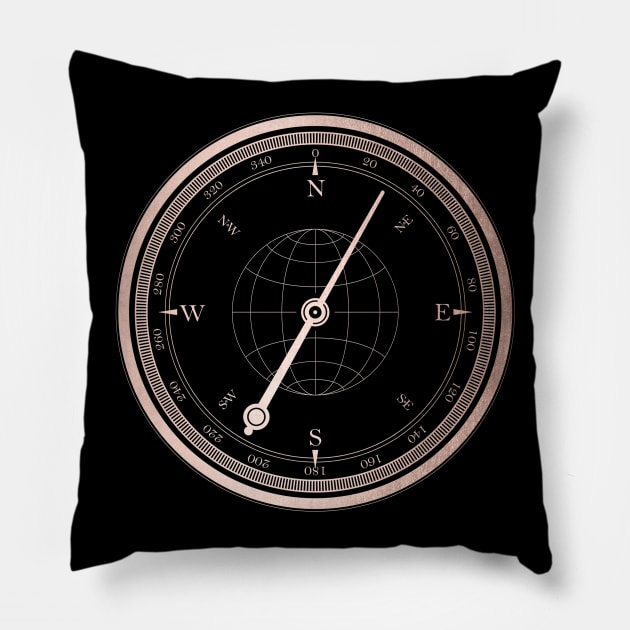 Rose Gold Compass IV Pillow by Cascadia by Nature Magick