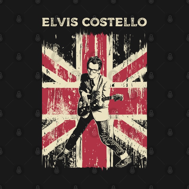 Vintage Distressed Elvis Costello by Yopi