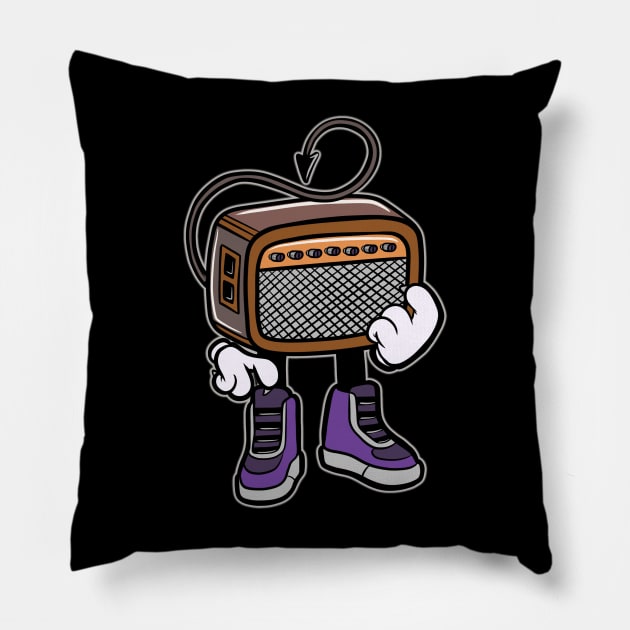 audio devil cartoon Pillow by Behold Design Supply