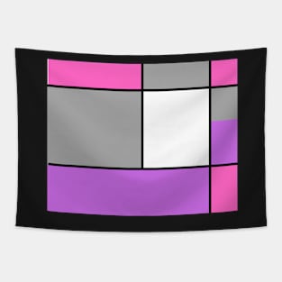 Squares and Rectangles, Pink, Grey, Purple, and White Tapestry