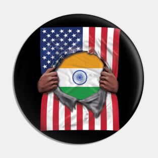 India Flag American Flag Ripped - Gift for Indian From India Pin