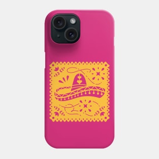 Colorful Papel Picado Banner with Sombrero Phone Case