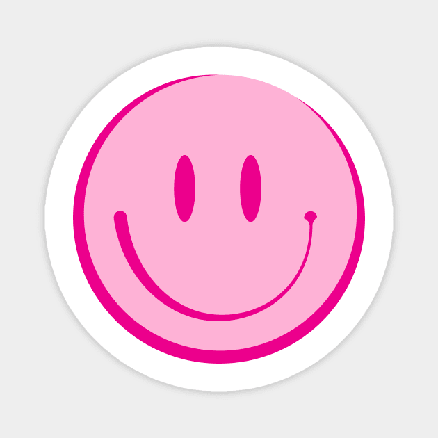 hot pink smiley face sticker Magnet by YUSRIL11