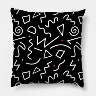 1980s Monochrome Memphis Style Graffiti Art Pillow