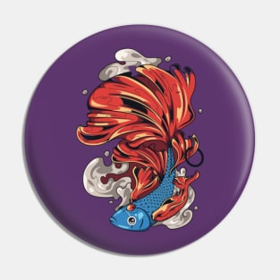 Blue and orange fish Pin