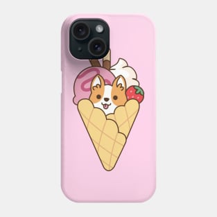 Cute Corgi in the Waffle with Strawberry Ice Cream & Chocolate Stick Phone Case