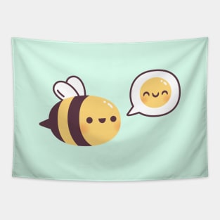 Cute Bee Be Happy Emoji Doodle Tapestry