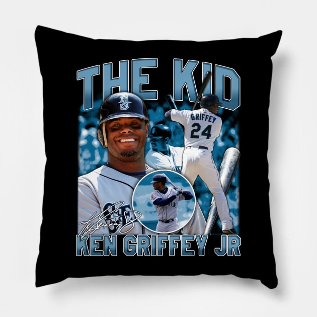 Ken Griffey Jr The Kid Basketball Legend Signature Vintage Retro 80s 90s Bootleg Rap Style Pillow by CarDE