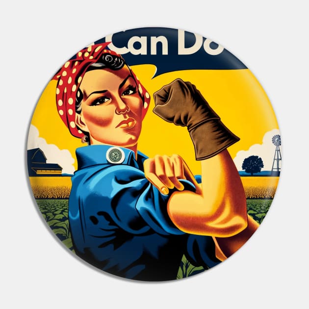 Empowerment Harvest: Cesar Chavez Day 'We Can Do It' Pin by Edd Paint Something