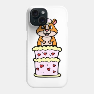 Funny hamster jumping out of a cake Phone Case