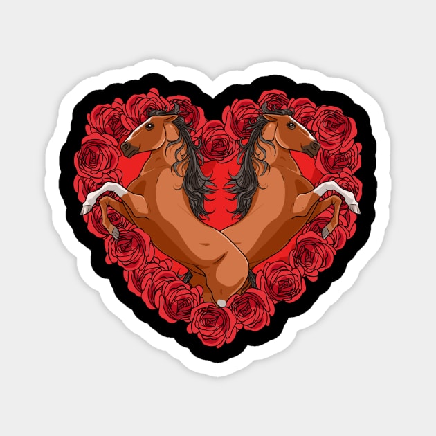 Irish Thoroughbred Horse Heart Roses Valentines Day Equestrian Magnet by Noseking