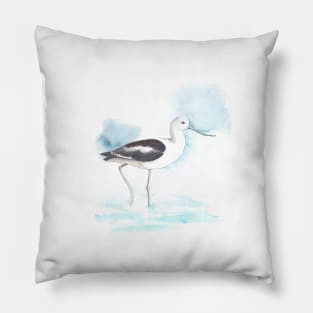 Avocet, watercolor painting, bird Pillow