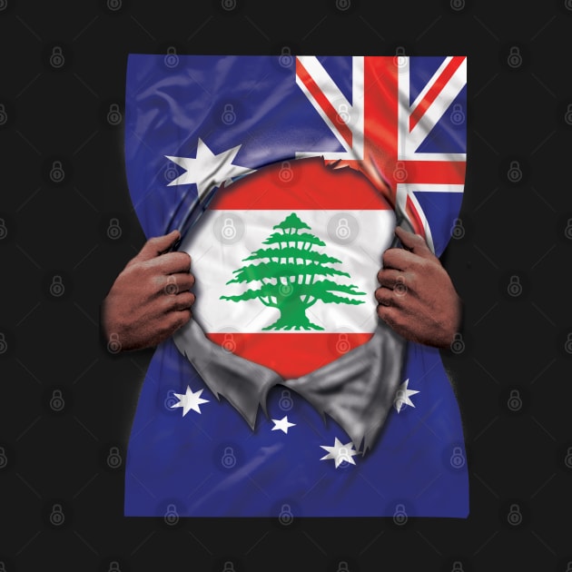 Lebanon Flag Australian Flag Ripped - Gift for Lebanese From Lebanon by Country Flags