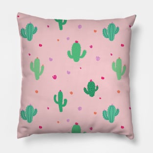 Pastel Pink Cactus Blooms Pillow