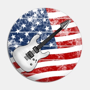 Electric Guitar USA Flag Guitarist Musician 4th July Pin