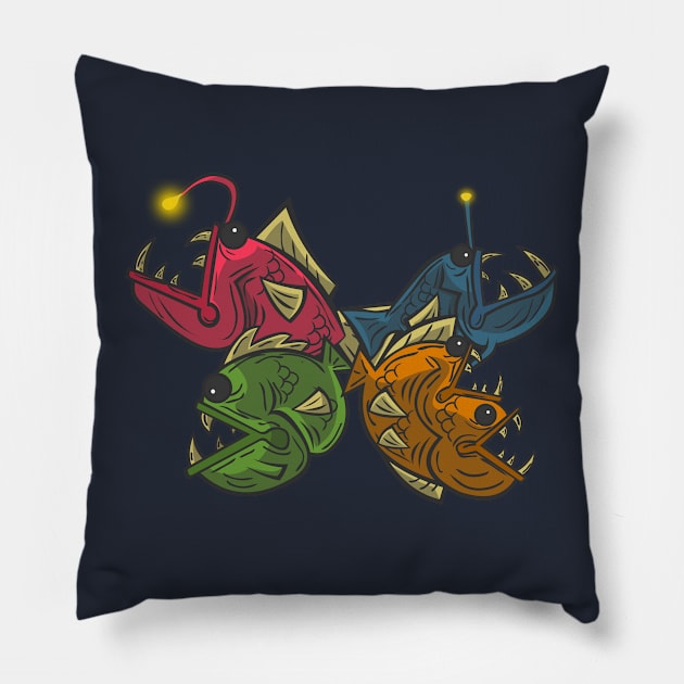 Angry fish Pillow by alcalartdesign