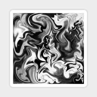 Fluid Black and White Marbleized Ink Magnet