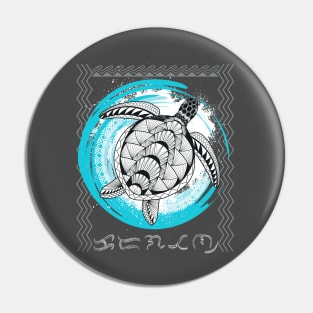 Tribal line Art Turtle/Baybayin word Karagatan (Ocean) Pin