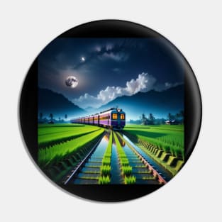 train in the rice fields Pin